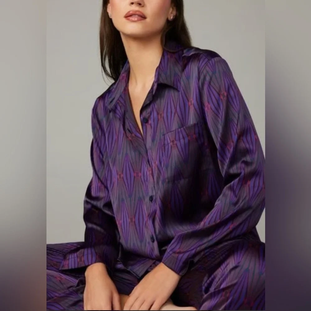Savage X Fenty Purple NIGHT STAR CHASER SATIN SLEEP TOP